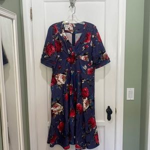Unique Vintage Floral Swing Dress 3XL